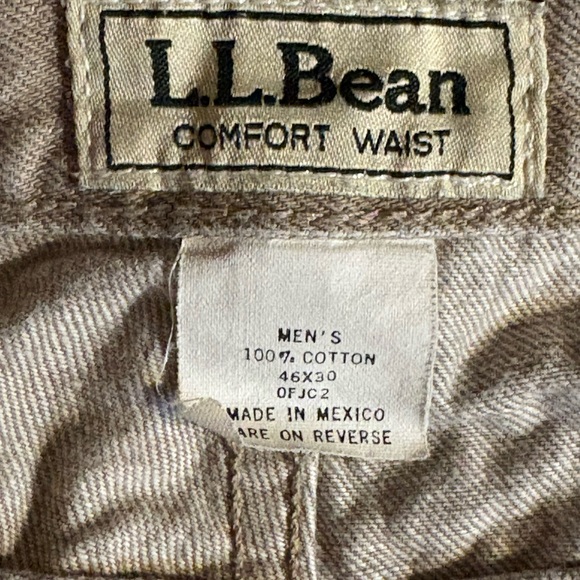 👖 L.L. Bean Comfort Waist Pants Men’s 46x30 Brown Twill Classic - Picture 4 of 4